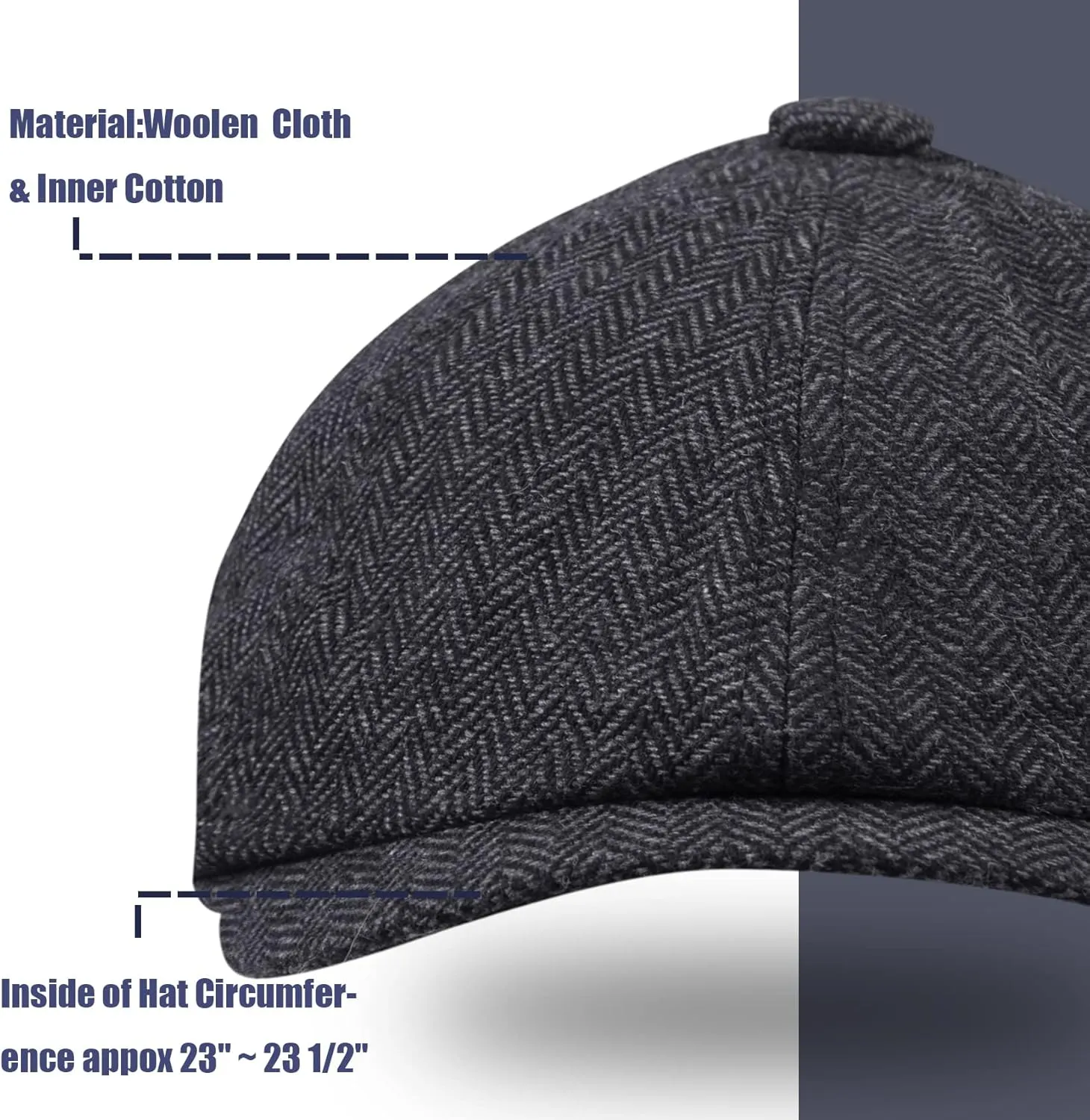 2 Pack Newsboy Cap for Men, Irish Newsies Hat Classic 8 Panel Wool Blend for Old Man Cabbie Driving