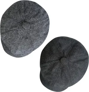 2 Pack Newsboy Cap for Men, Irish Newsies Hat Classic 8 Panel Wool Blend for Old Man Cabbie Driving