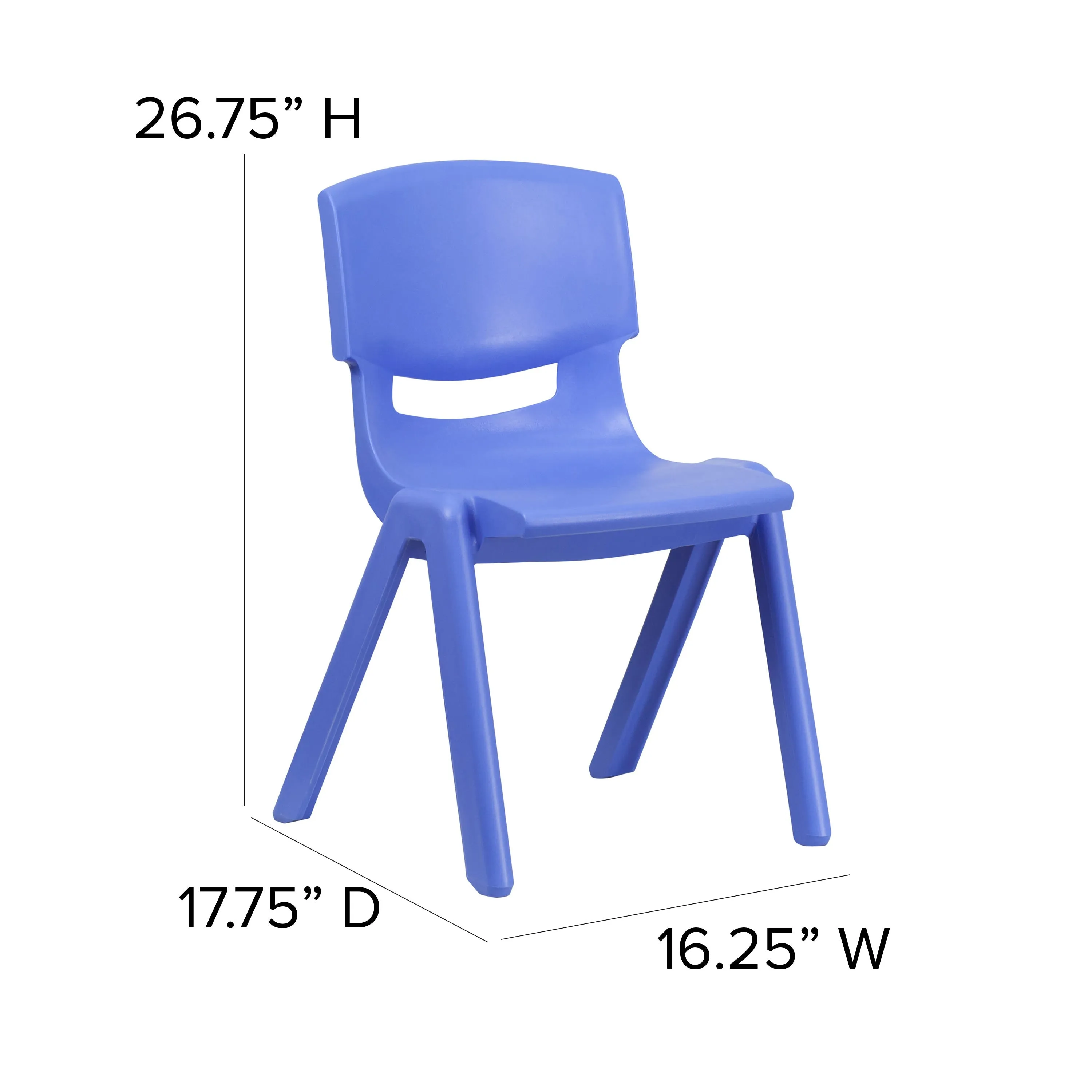 2 Pack Plastic Stackable School Chair with 15.5" Seat Height