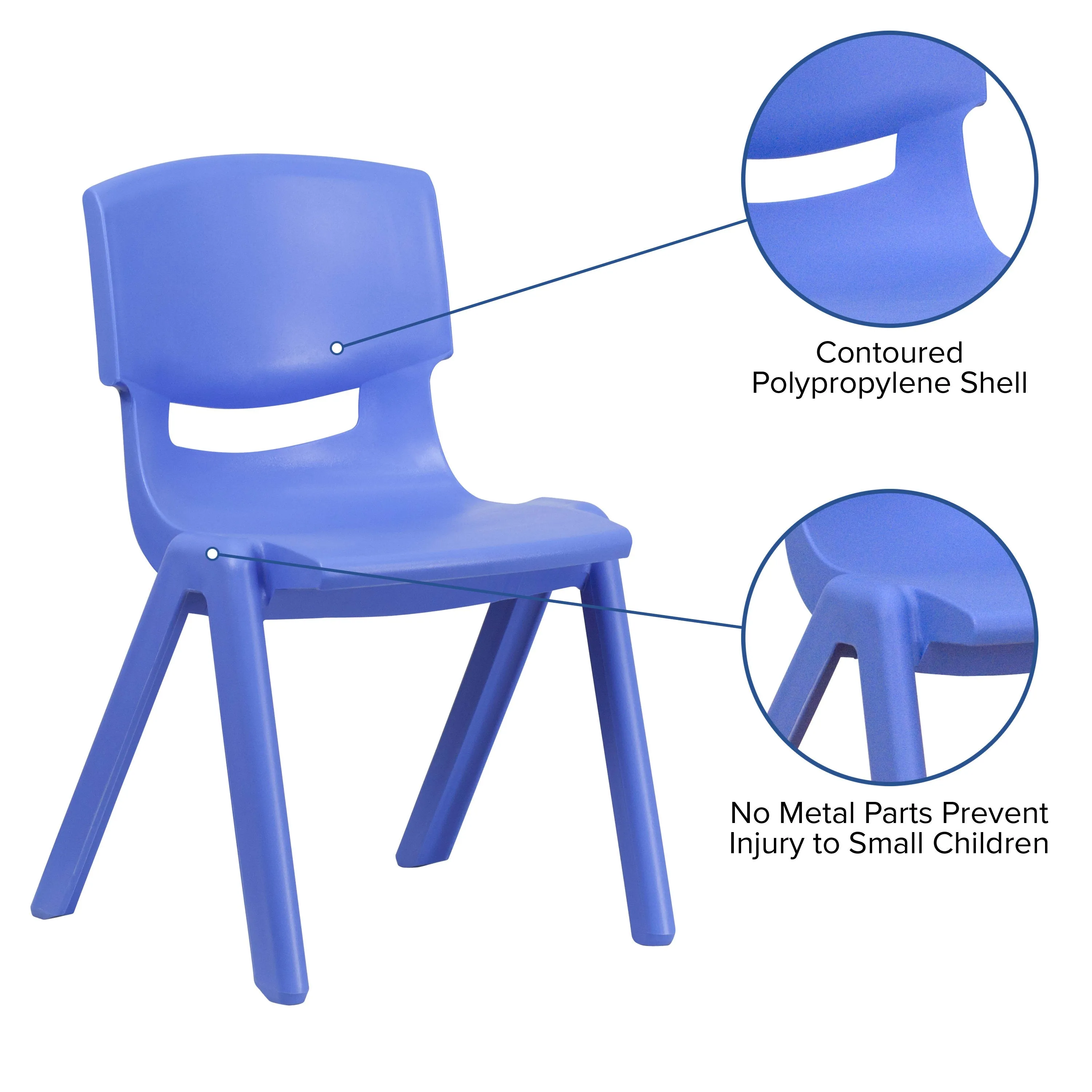2 Pack Plastic Stackable School Chair with 15.5" Seat Height