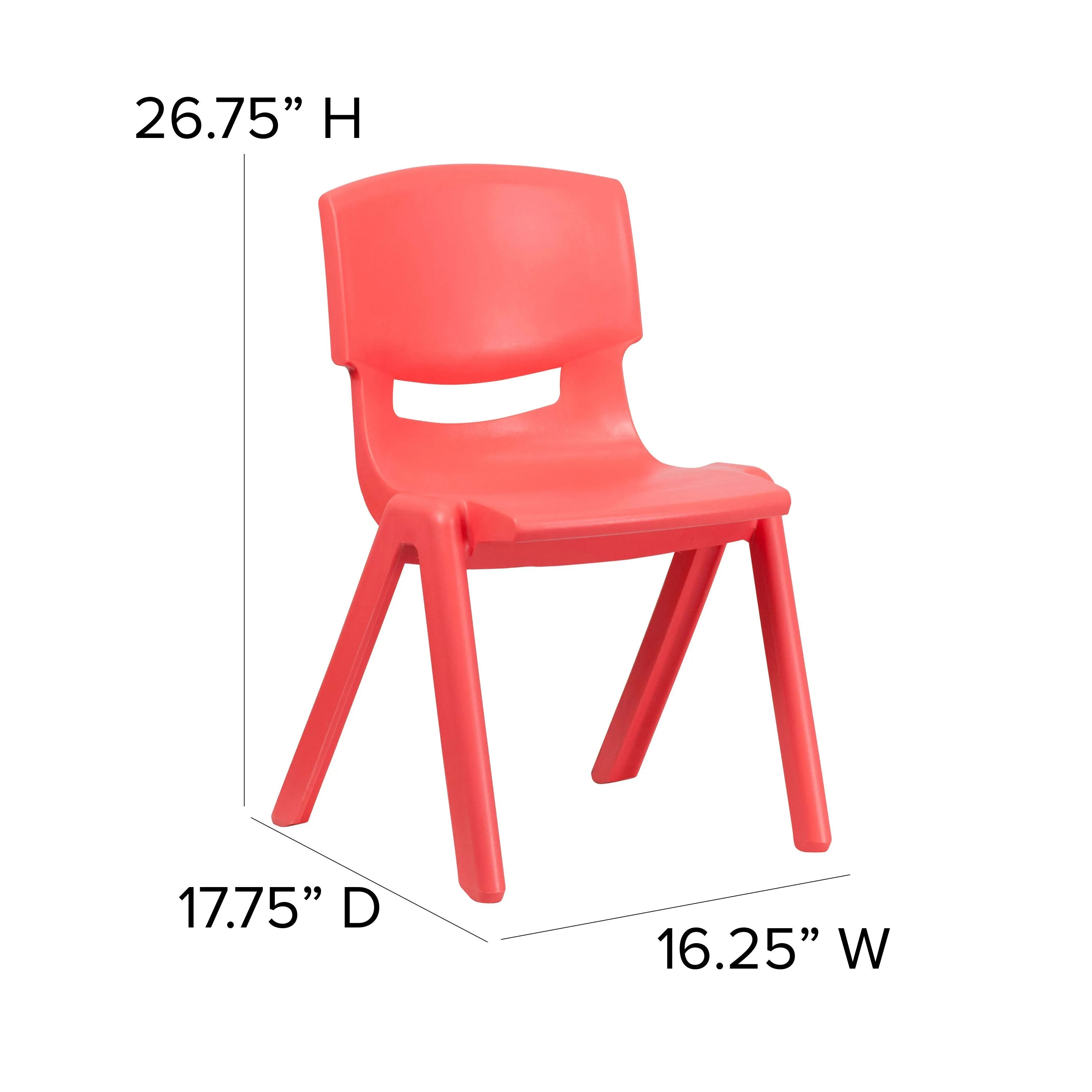 2 Pack Plastic Stackable School Chair with 15.5" Seat Height