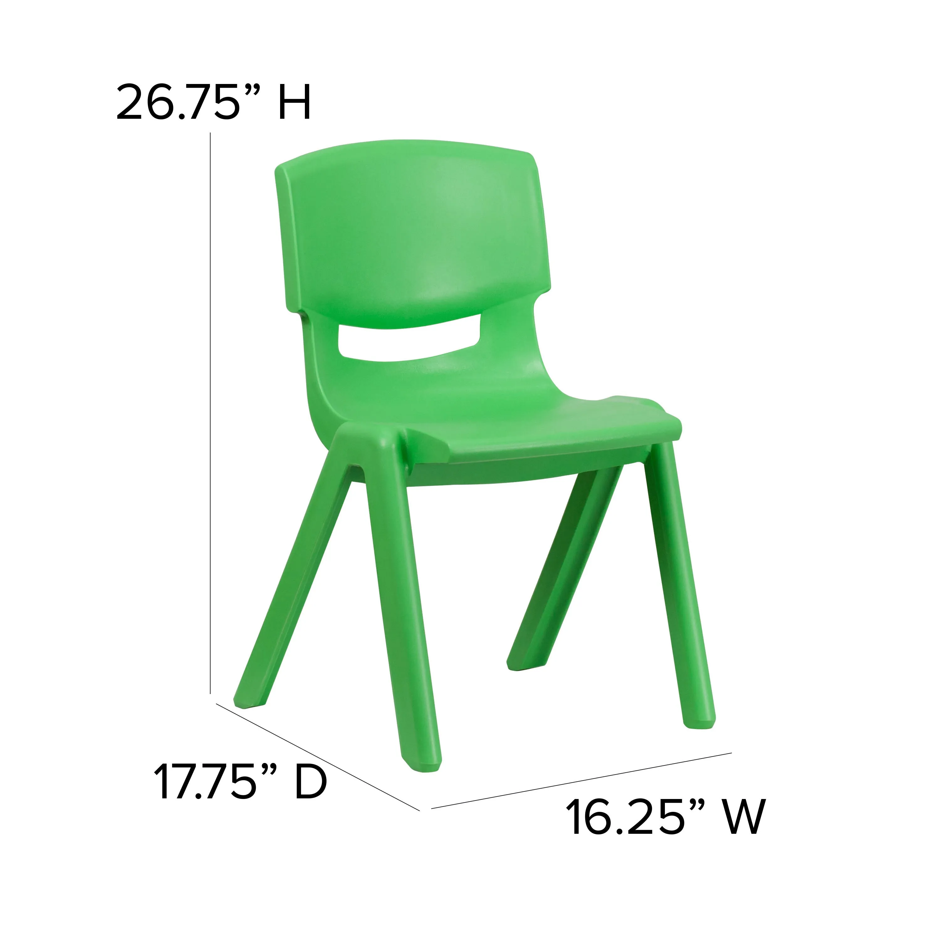 2 Pack Plastic Stackable School Chair with 15.5" Seat Height