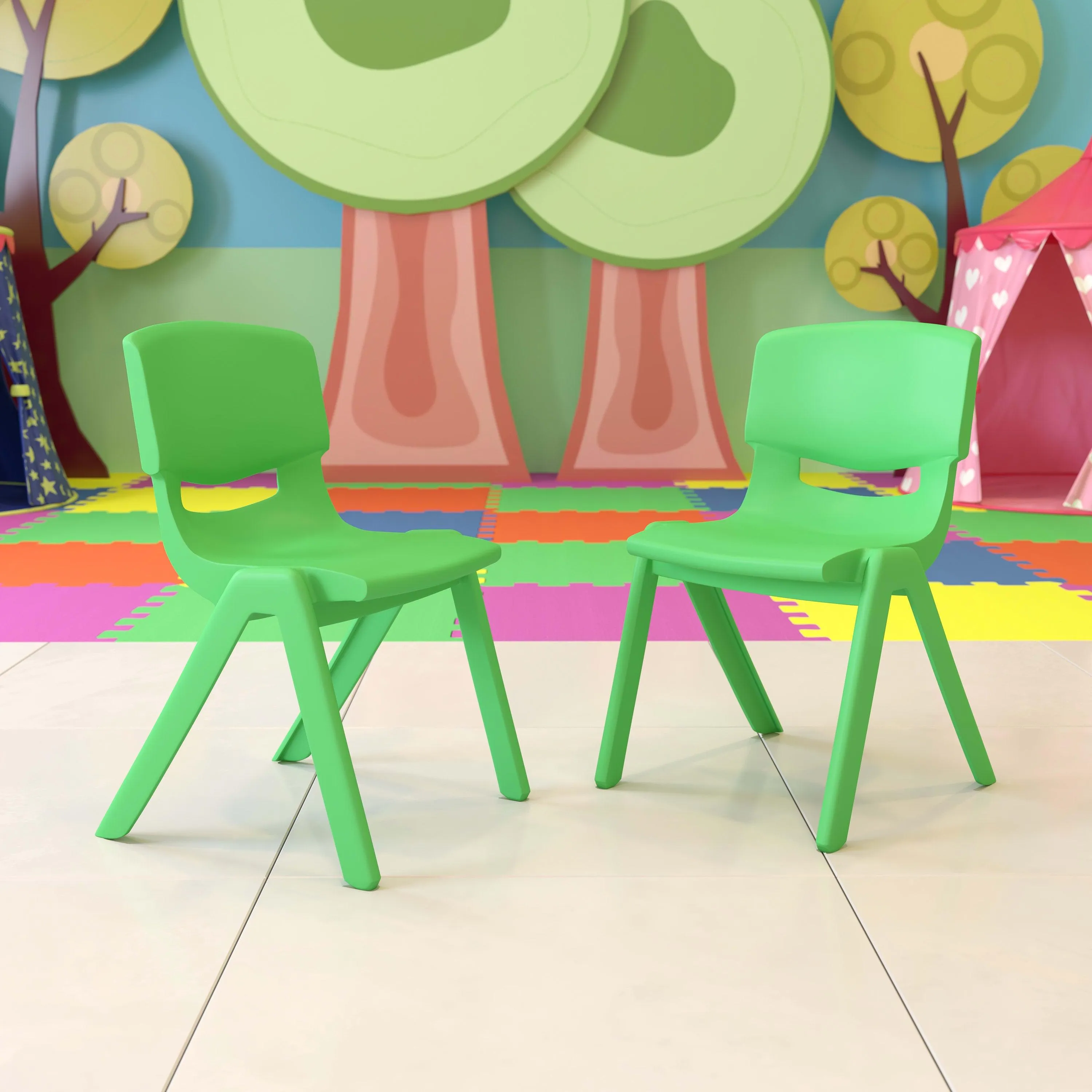 2 Pack Plastic Stackable School Chair with 15.5" Seat Height