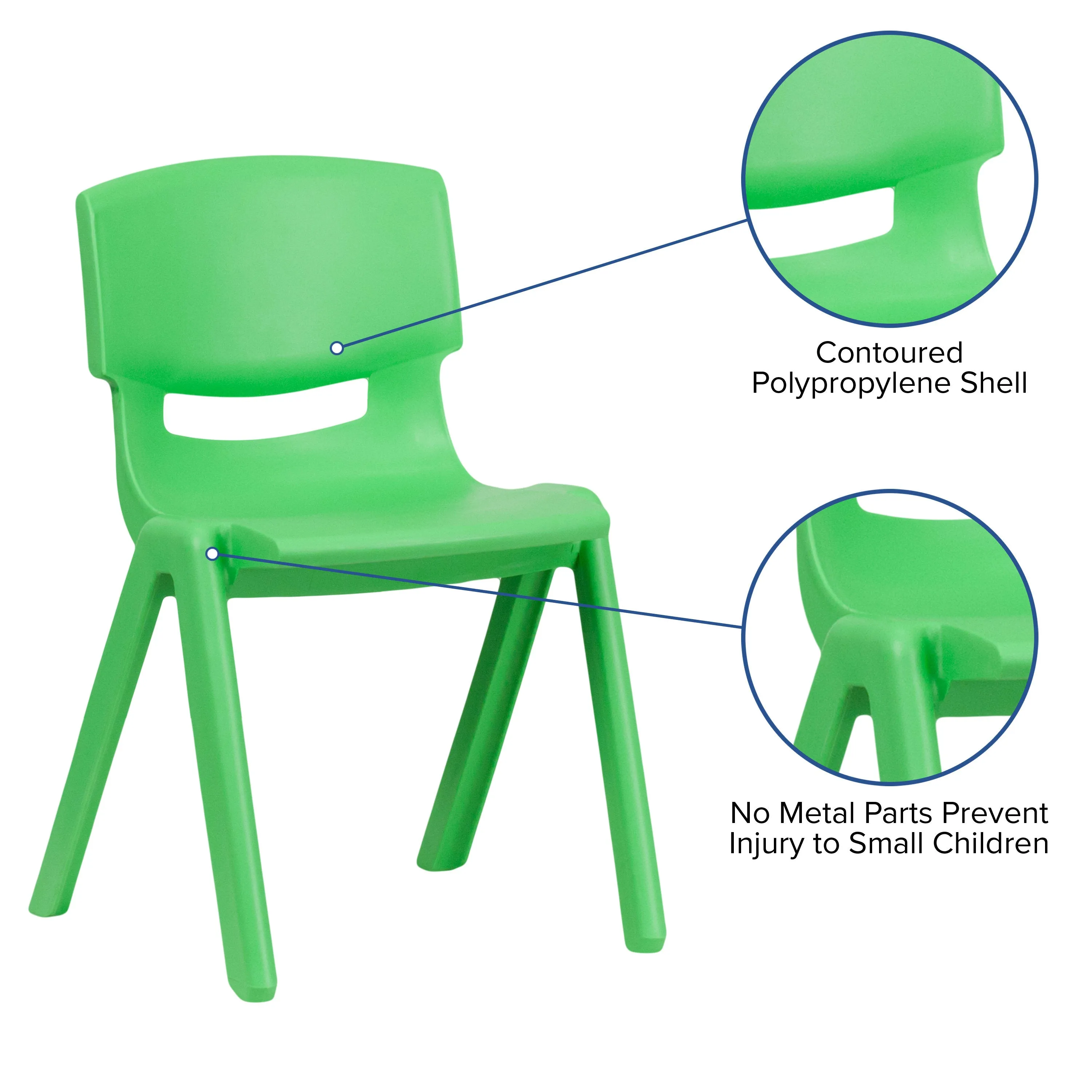 2 Pack Plastic Stackable School Chair with 15.5" Seat Height