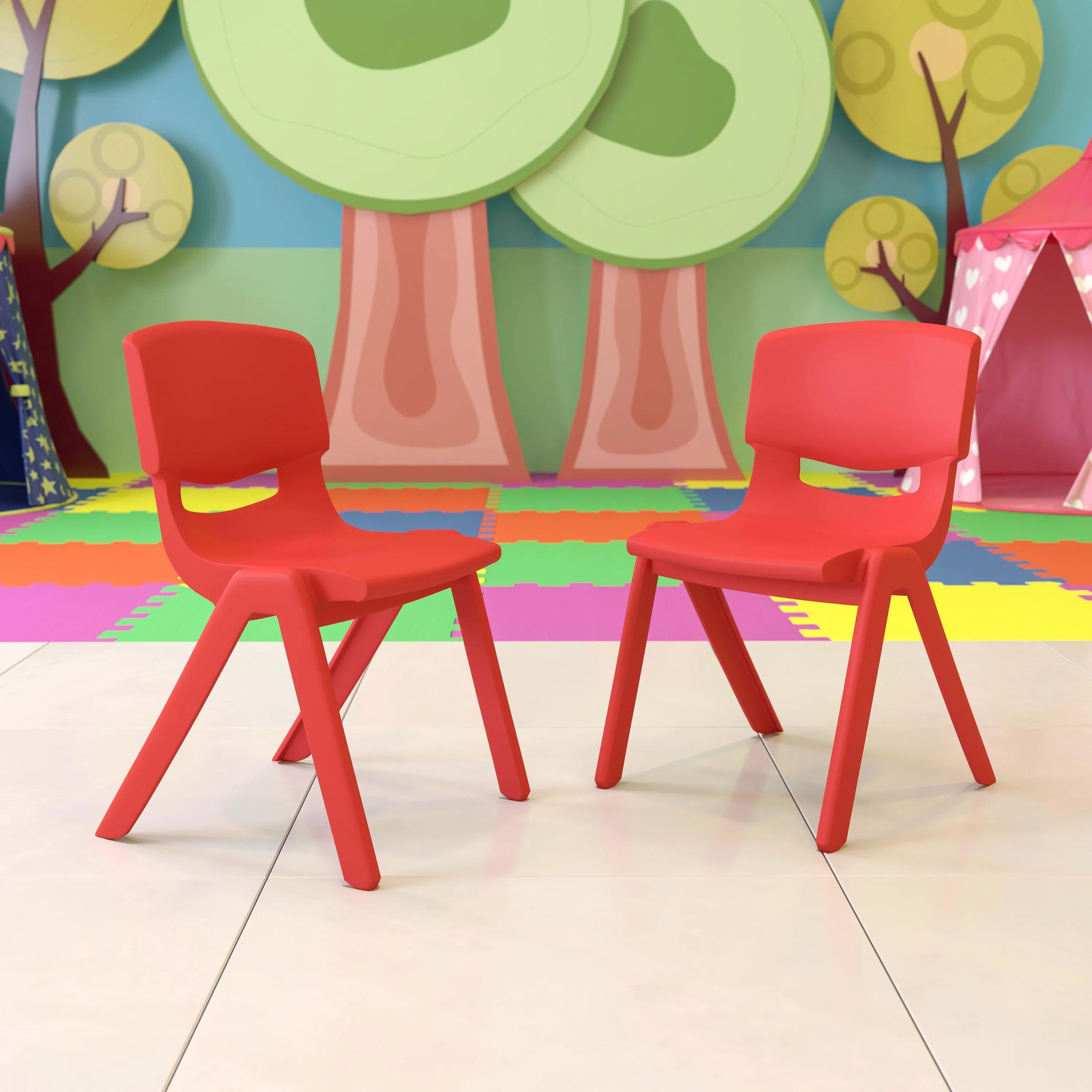 2 Pack Plastic Stackable School Chair with 15.5" Seat Height