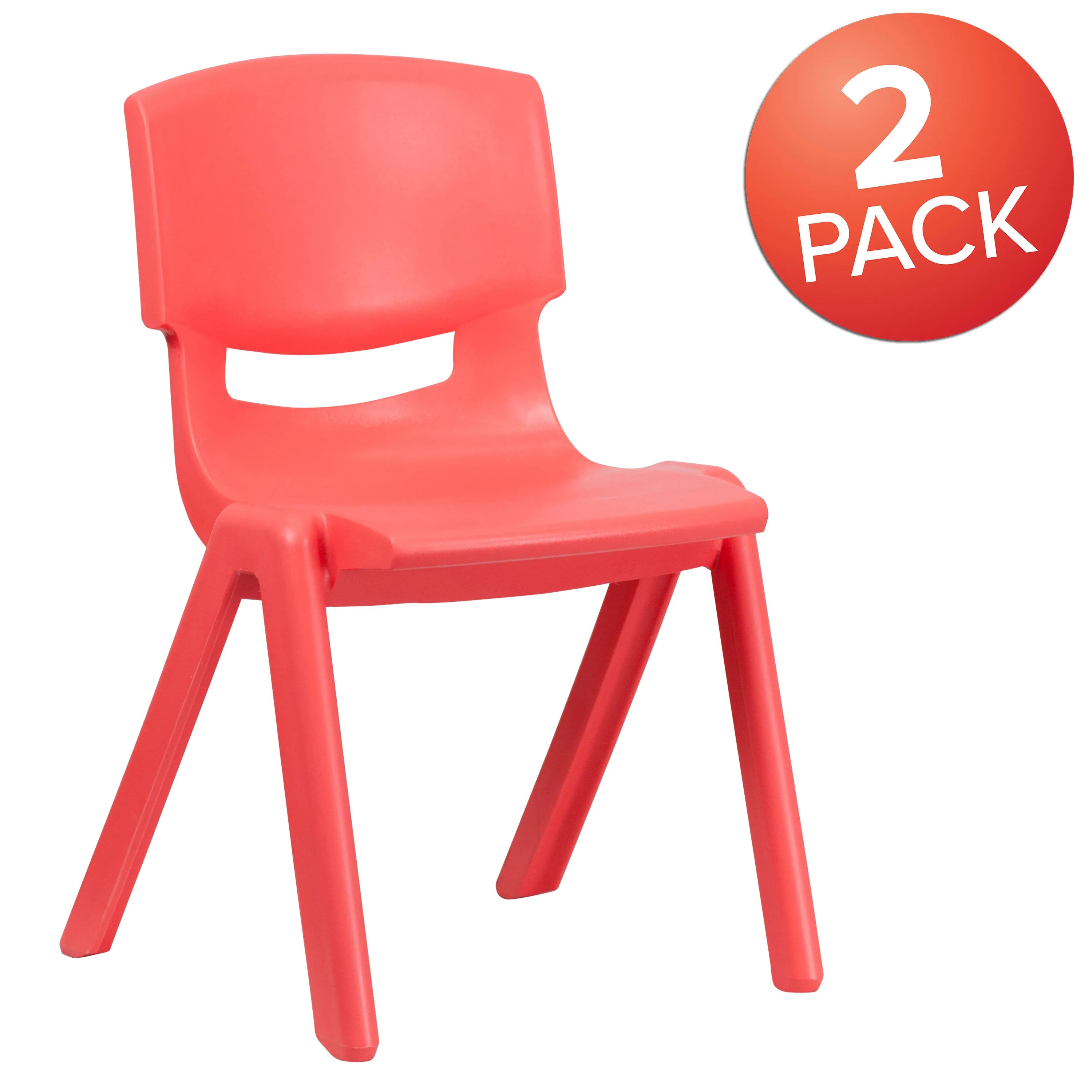 2 Pack Plastic Stackable School Chair with 15.5" Seat Height