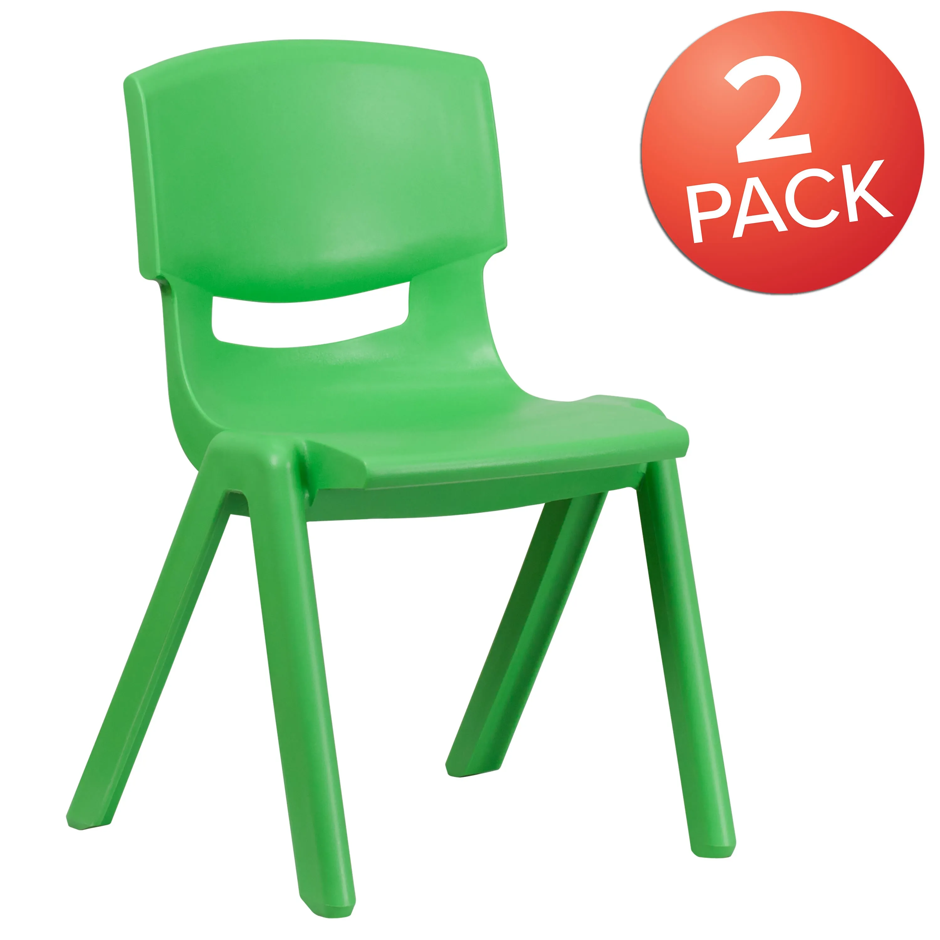 2 Pack Plastic Stackable School Chair with 15.5" Seat Height