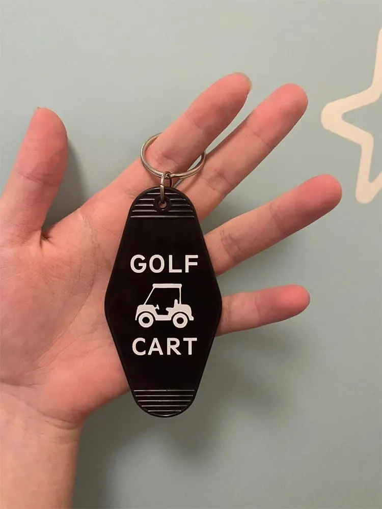 2pcs Golf Cart Keychain Plastic Retro Motel Golf Cart Key Chain for Women Men