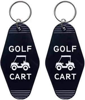 2pcs Golf Cart Keychain Plastic Retro Motel Golf Cart Key Chain for Women Men
