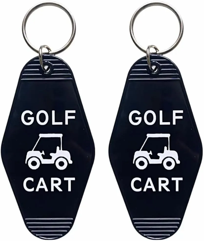 2pcs Golf Cart Keychain Plastic Retro Motel Golf Cart Key Chain for Women Men