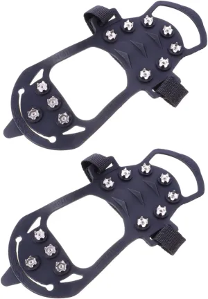 2pcs Ice Spikes Crampons Winter Shoe Covers Non-Slip Outdoor Ice Grippers for Sports Shoes Boots and Casual Footwear Traction for Snow and Safety
