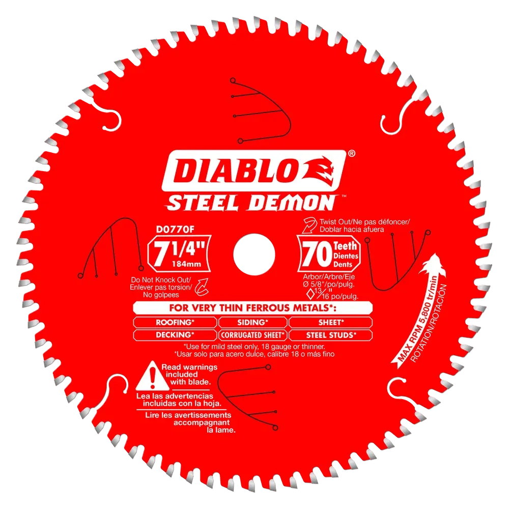 7-1/4 in. x 70 Tooth Carbide-Tipped Saw Blade for Metal - 8 per Order