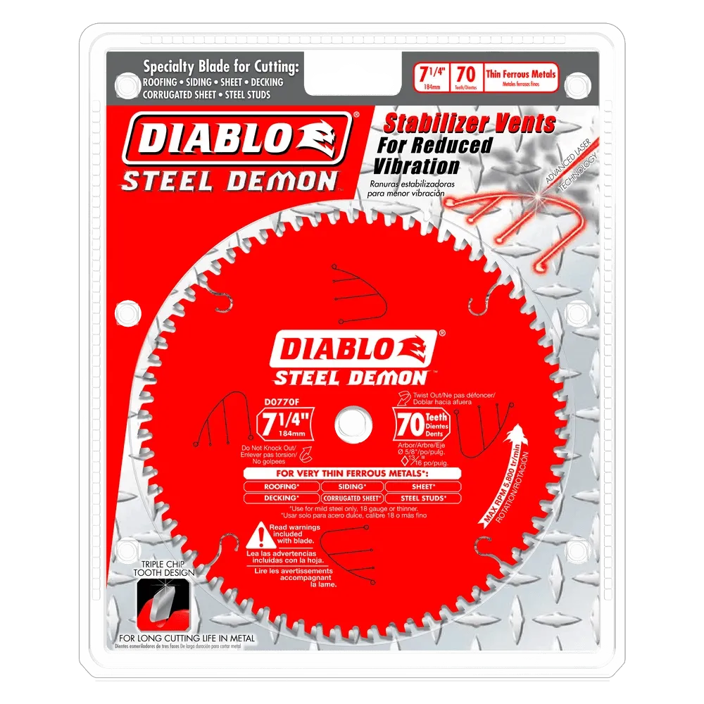7-1/4 in. x 70 Tooth Carbide-Tipped Saw Blade for Metal - 8 per Order