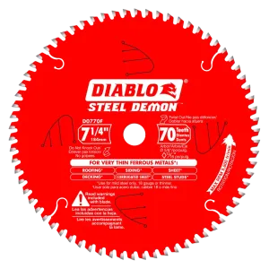 7-1/4 in. x 70 Tooth Carbide-Tipped Saw Blade for Metal - 8 per Order