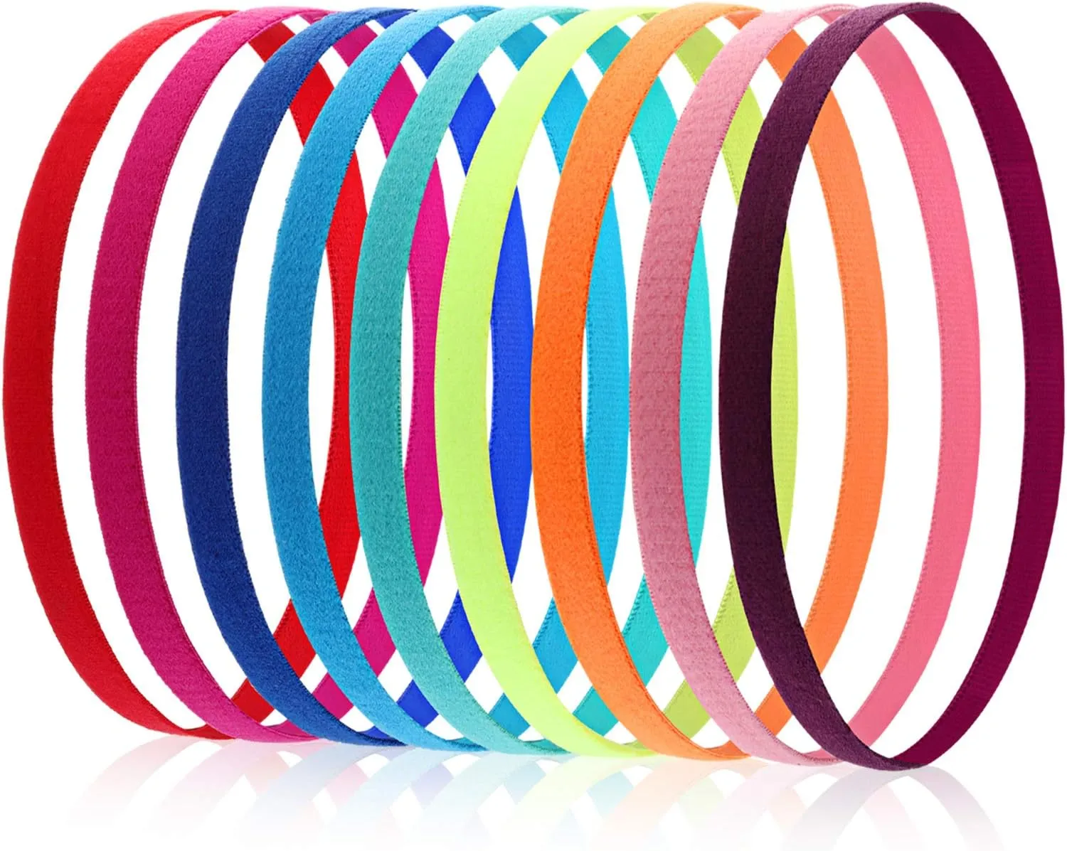 9 Pieces Thick Non-Slip Elastic Sport Headbands, Elastic Silicone Grip Exercise Hair and Sweatbands for Yoga (Candy Color)