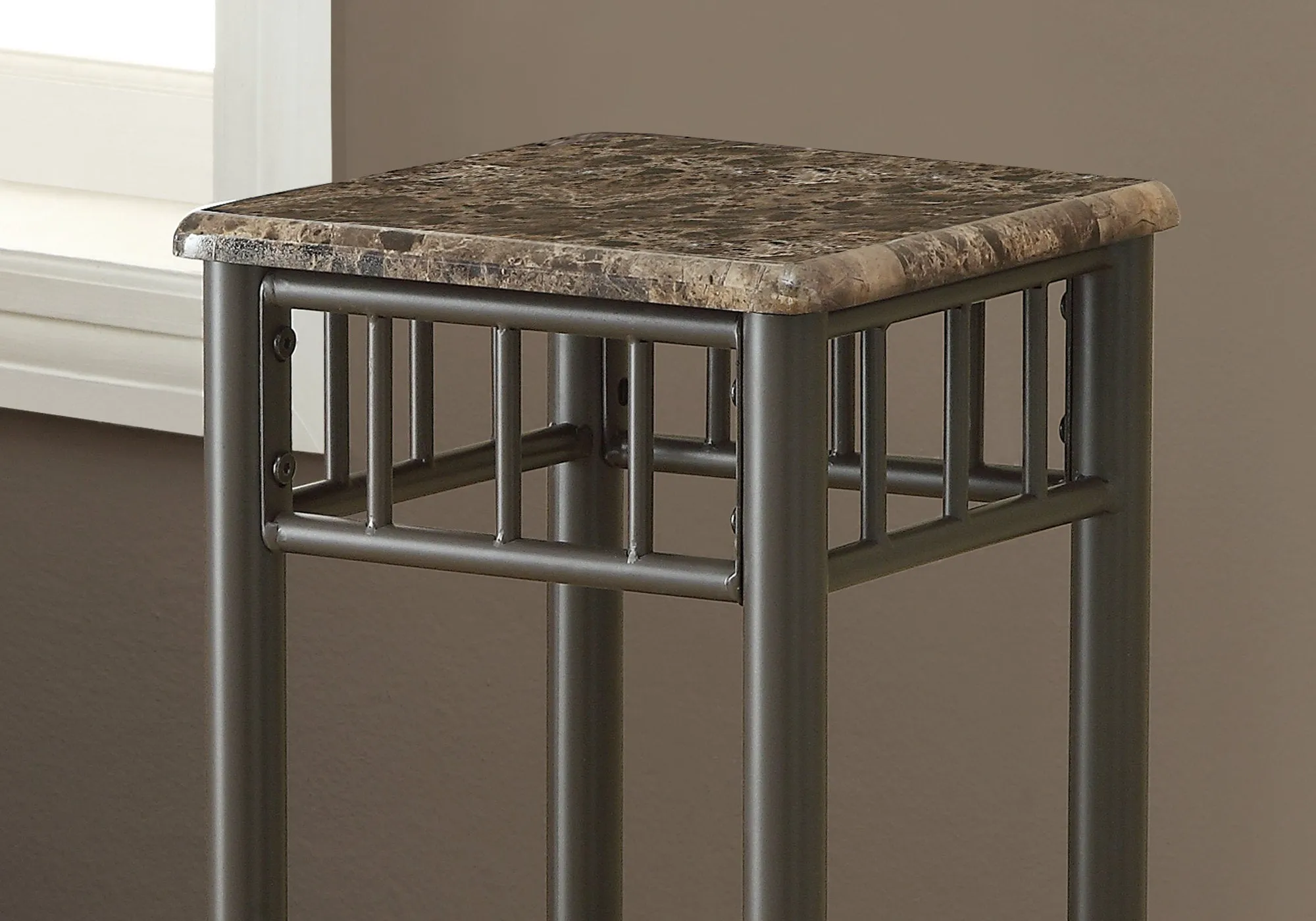 Accent Table - Cappuccino Marble / Bronze Metal