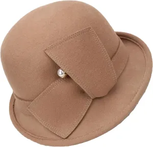 Adult Fedoras Wool Hat Girls Female Winter Warm Woolen Cap England Retro Wool Dome Cap Hat