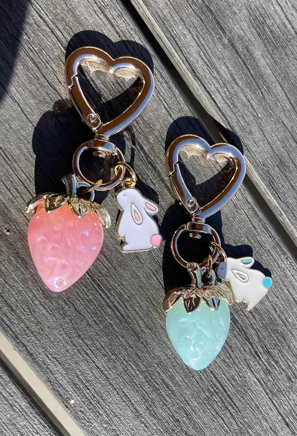 Agromusk Cute Strawberry Keychain,Bag Charms,Kawaii Heart Flower Daisy Key chains Accessories Decor for Girls Purse Gift