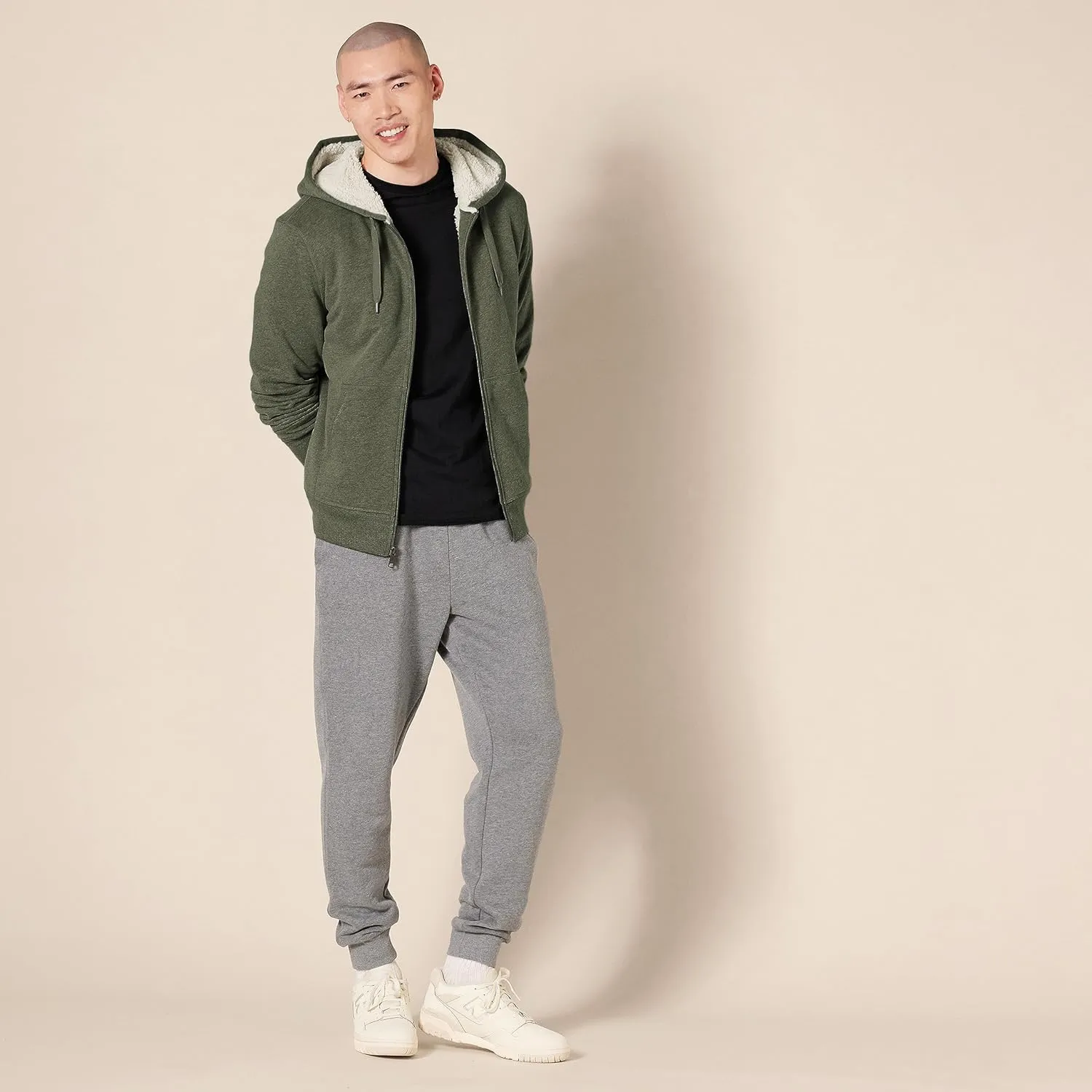 Amazon Essentials Hoodie For Men, Sherpa-Lined Full-Zip Fleece Sweatshirt