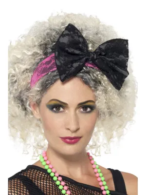 Black and Pink 80s Lace Headband