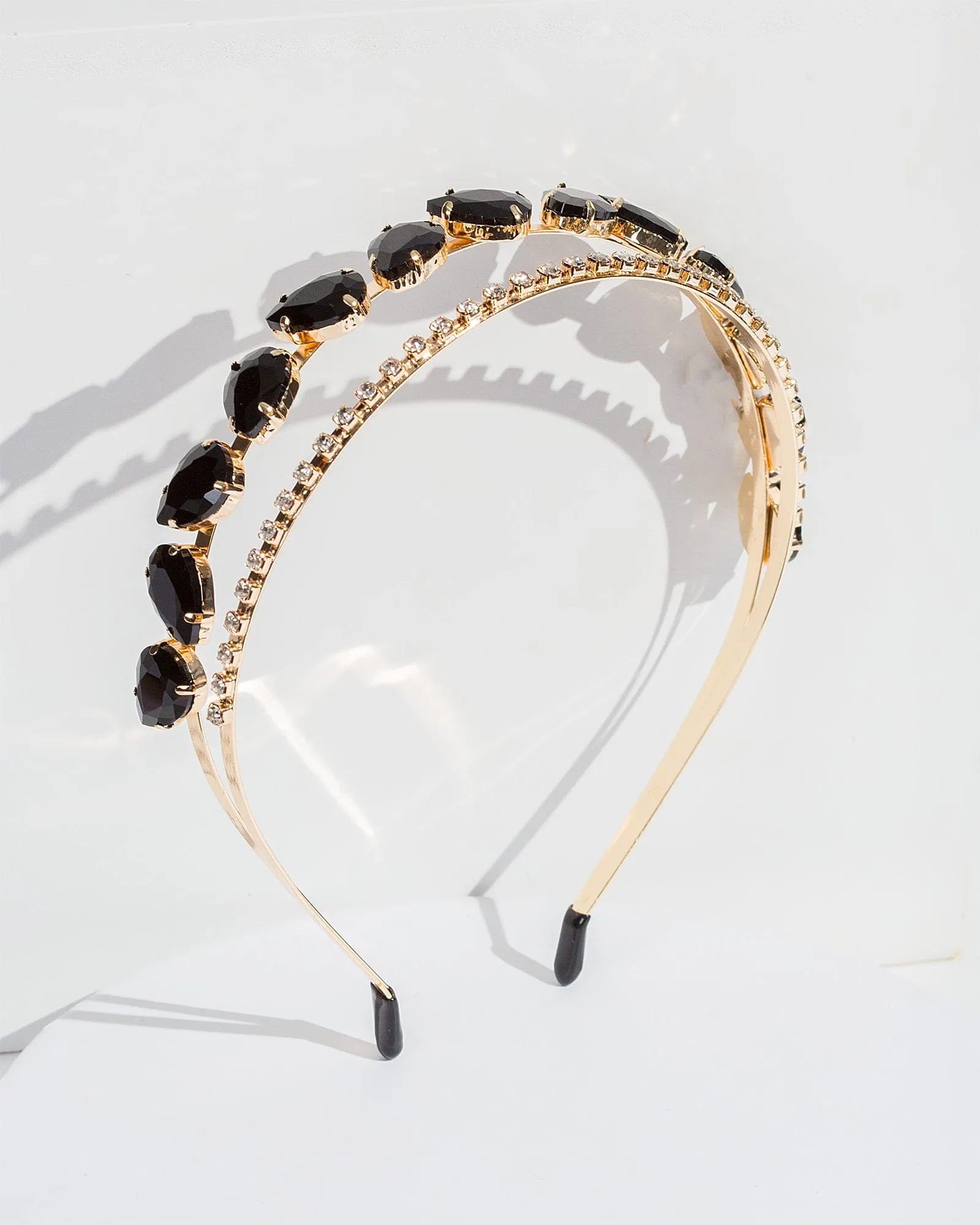 Black Crystal Teardrop Headband