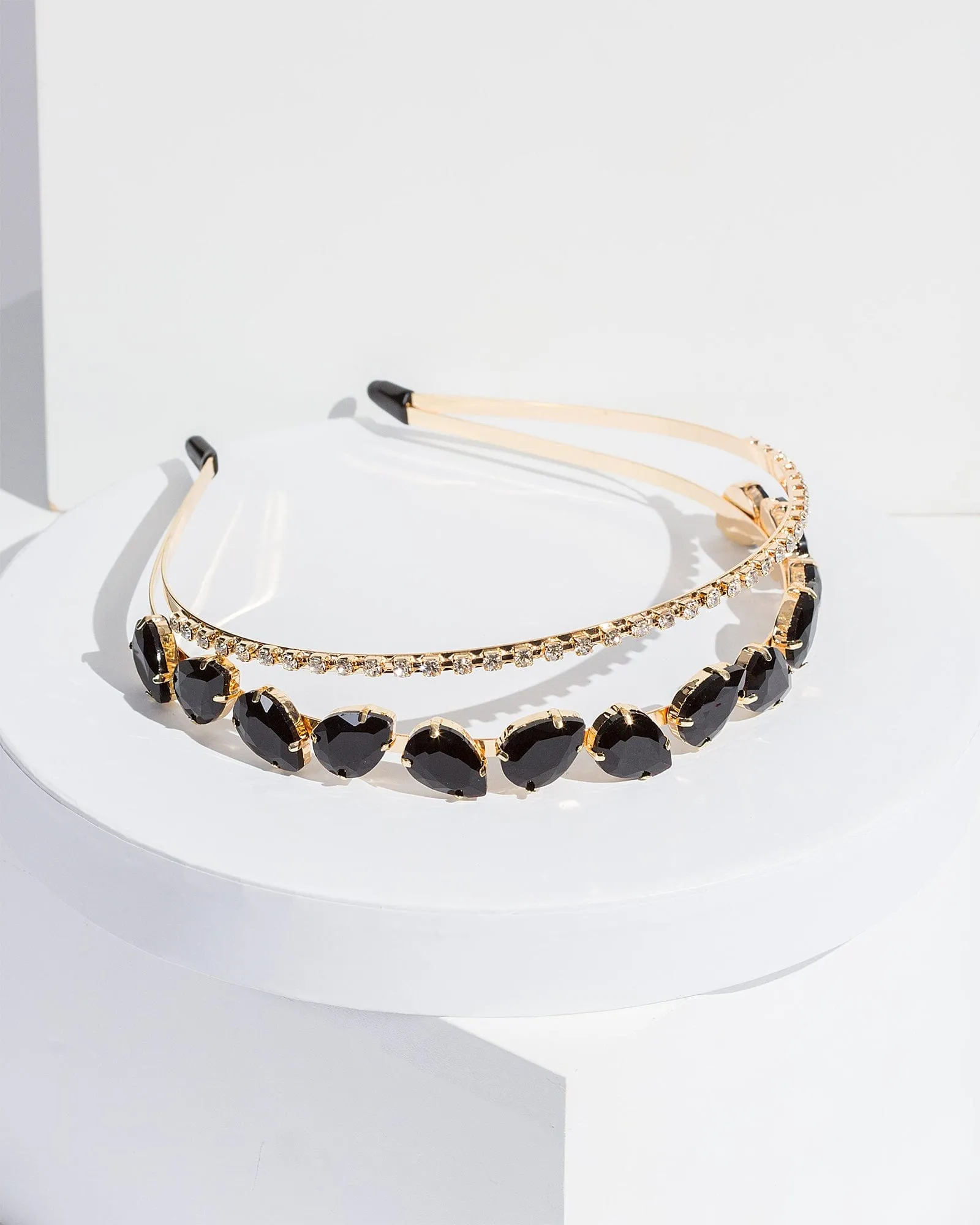 Black Crystal Teardrop Headband