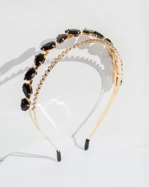 Black Crystal Teardrop Headband