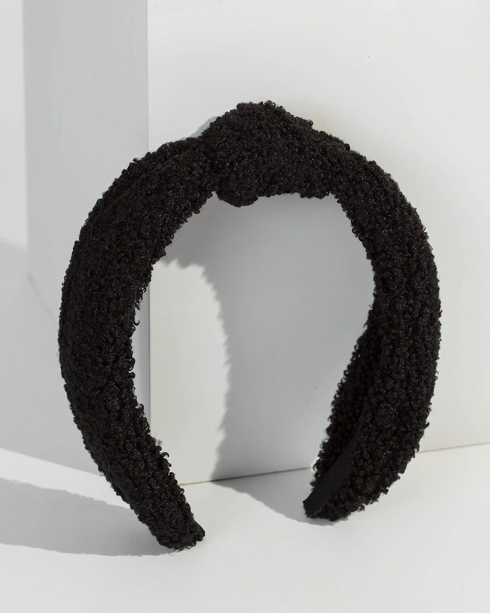 Black Furry Knotted Headband