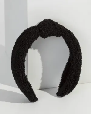 Black Furry Knotted Headband