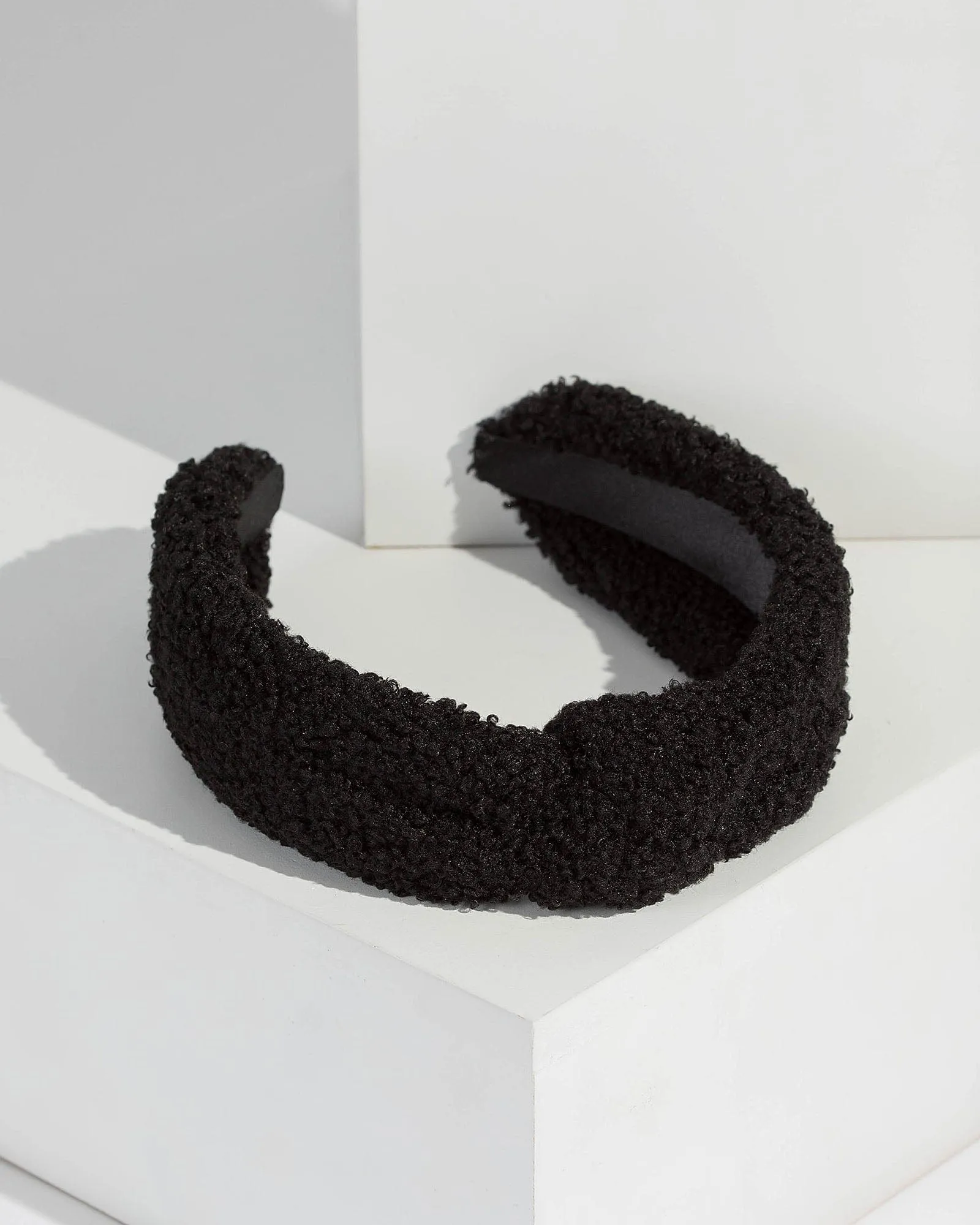 Black Furry Knotted Headband