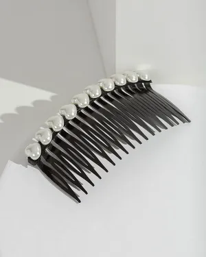 Black Pearl Heart Detail Hair Comb