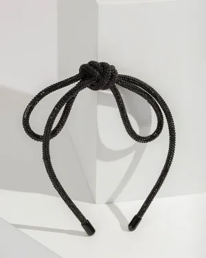 Black Rhinestone Bow Detail Headband