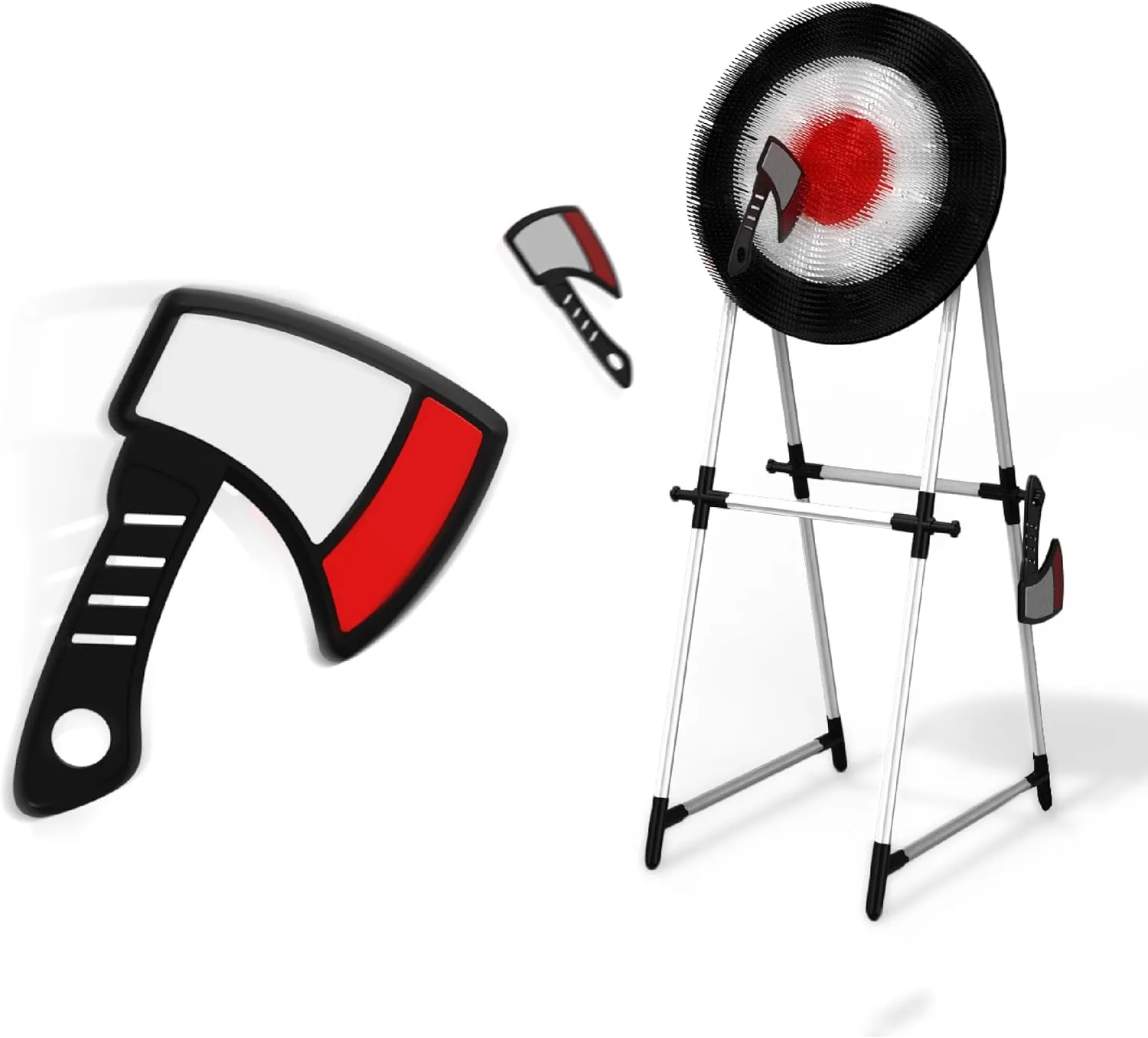 Black Series Axe Throwing Set  Indoor & Outdoor Party Game| Safe Plastic Axes| Collapsible Bristle Target Stand| Fun Sports Activity| Yard Game, Game Nights, Beach, Camping for Dad