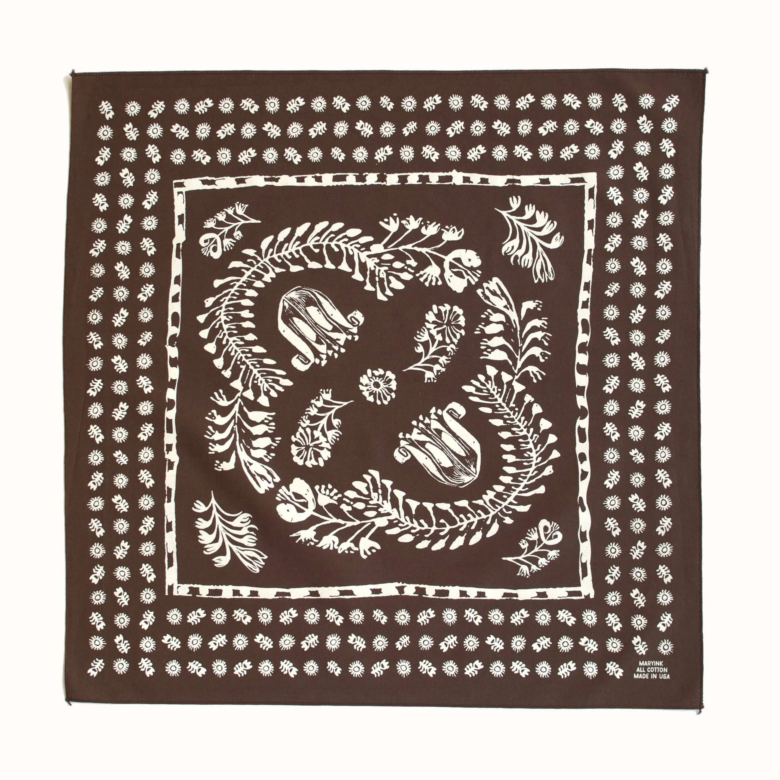 Brown Floral Bandana