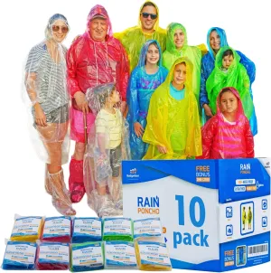 Budgetizer Rain Ponchos Family Pack Extra Thick  Shoe Covers Included 4 and 10 Pack