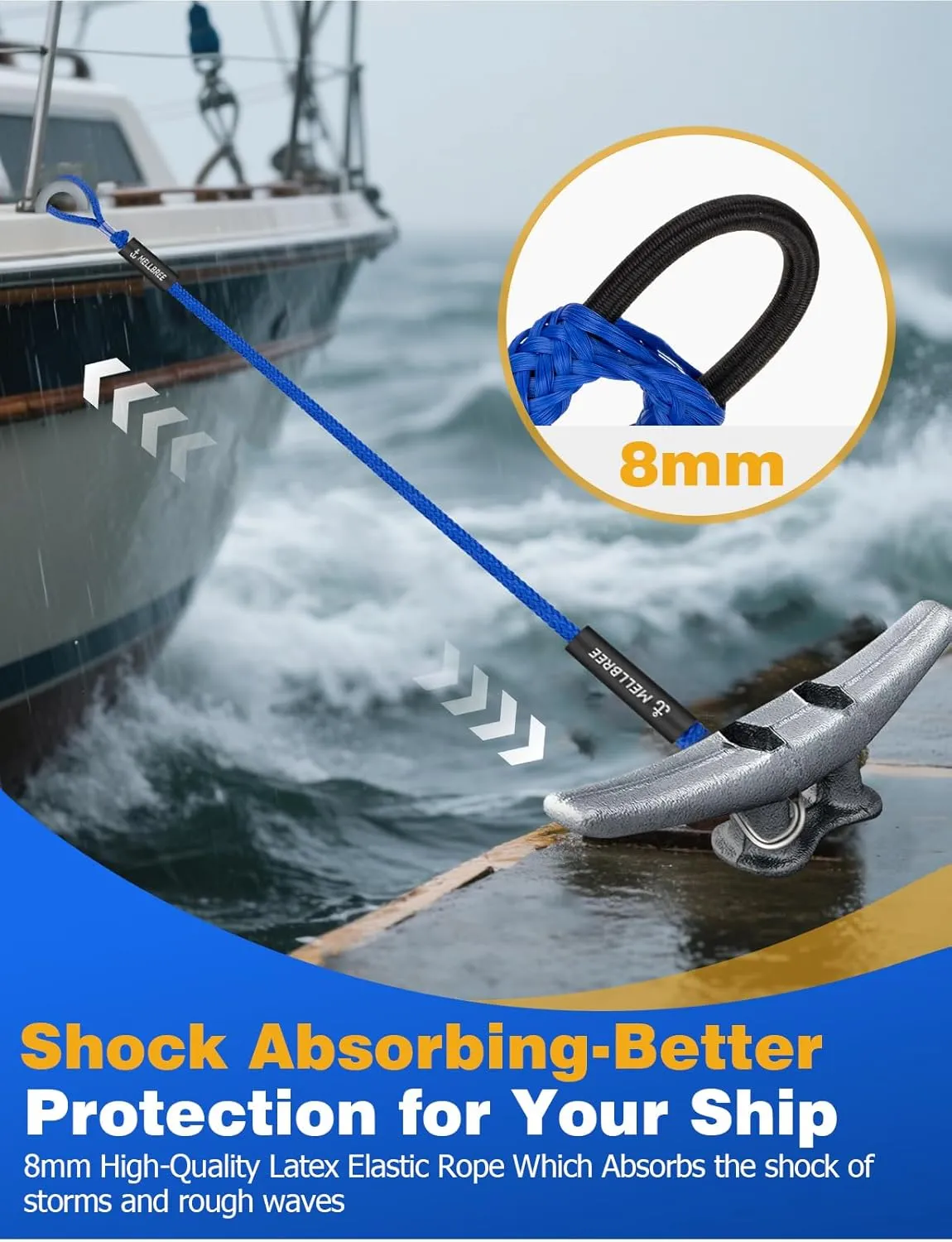 Bungee Dock Lines for Boats, 4.3 Feet Mooring Rop 10S Docking with 316 Stainless Steel Clip Boat Accessories for Boats, PWC, Kayak, SeaDoo,Jet Ski, Pontoon, Power Boat, Built in Snubber, 2Pack Black