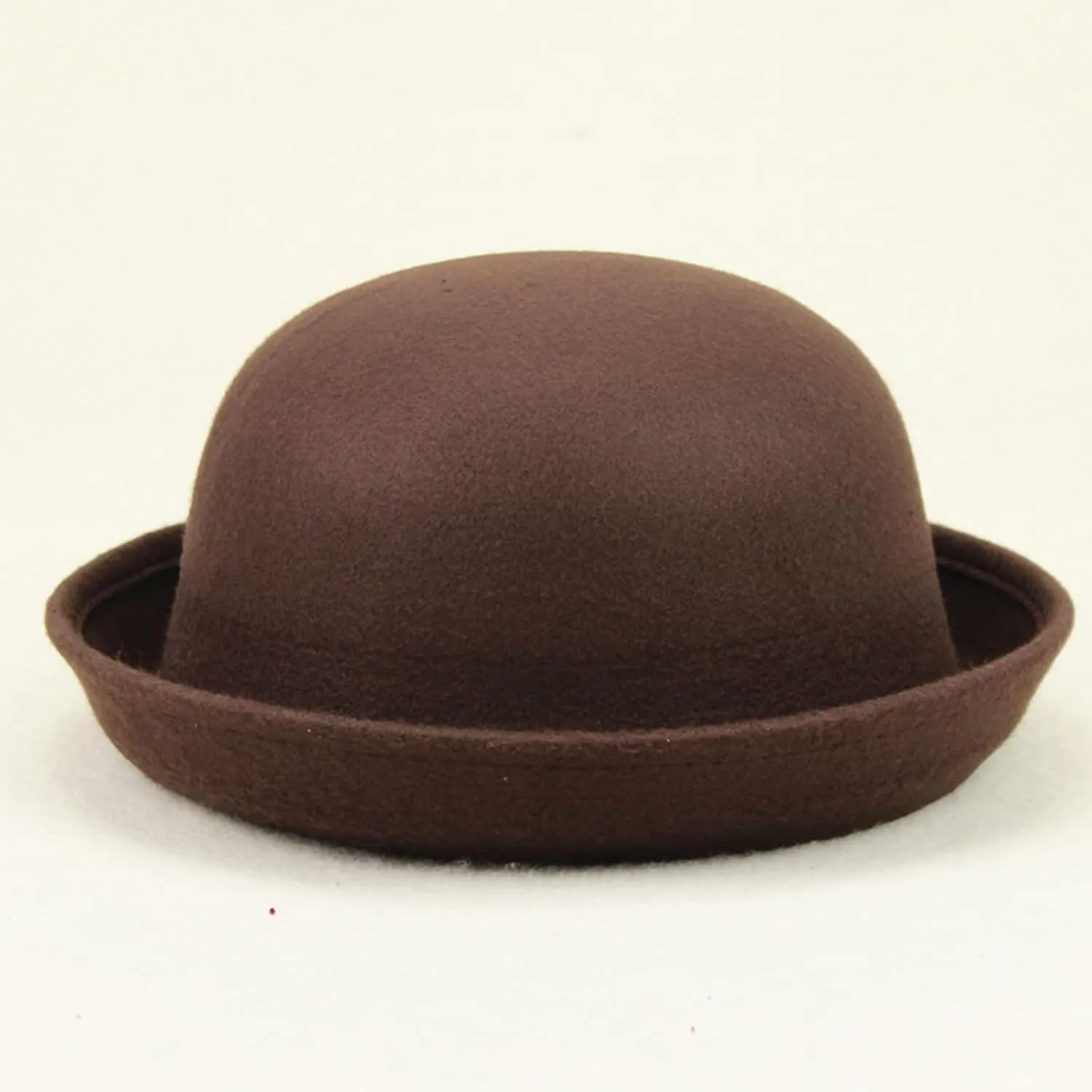 Classic Round Bowler Hats for Men & Women Vintage Roll-up Brim Cloche Hat Fashion Fedora Bucket Caps