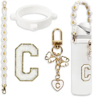 Cute Letter Charm Set Compatible with Owala Water Bottle 24 oz, 32 oz, 40 oz, Owala Kids, Owala Coffee Tumbler, Owala FreeSip  Includes Handle Strap, for Owala Accessories & Stanley Cup Accessories