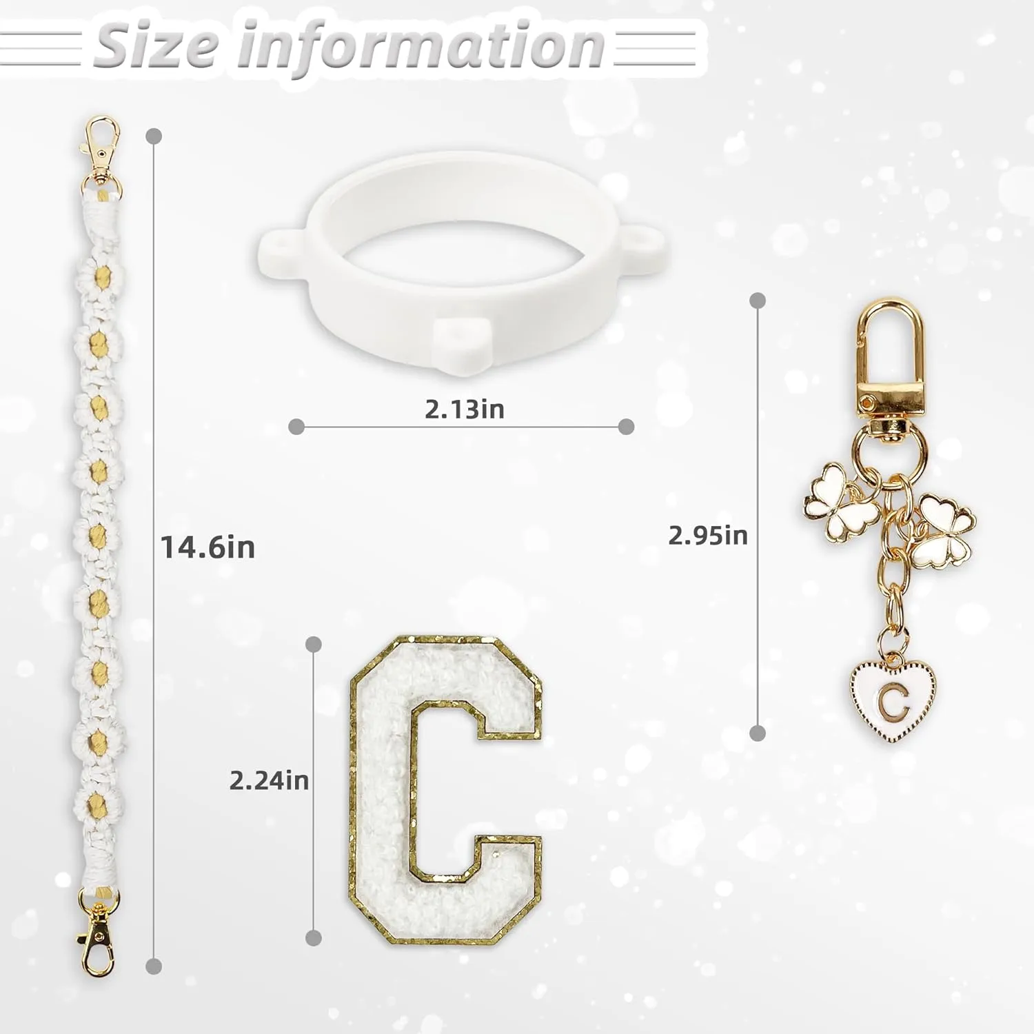 Cute Letter Charm Set Compatible with Owala Water Bottle 24 oz, 32 oz, 40 oz, Owala Kids, Owala Coffee Tumbler, Owala FreeSip  Includes Handle Strap, for Owala Accessories & Stanley Cup Accessories