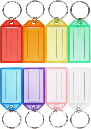 Cuttte 16 Pack Plastic Key Tags, Key Labels with Ring and Label Window, 8 Colors