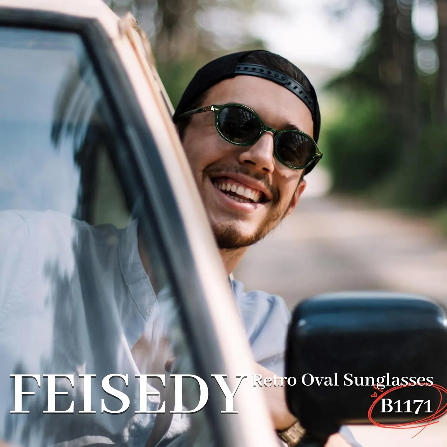 FEISEDY Retro Oval Sunglasses for Women 90s Narrow Round Lightweight Shades Y2k Trendy Sunnies B1171