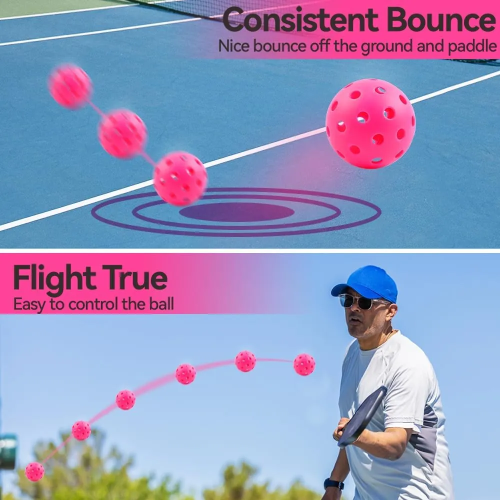 Fizzazzle Pickleball Balls Outdoor 40 Holes - Durable High Bounce USAPA Approved - True Flight Tournament Pickleballs - 4/6/12 Pack - Accessories for Training & Competitive Play