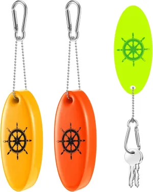Floating Keychain Oval Shaped Foam Floating Key Ring Glow in the Dark for Surfing Swimming Outdoor Water Sport Accessories