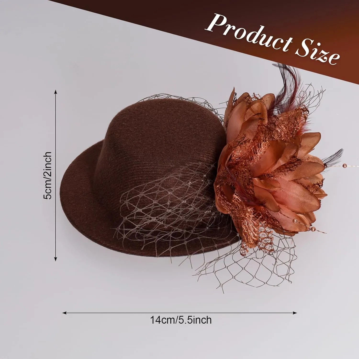 Fumwase Flower Mini Top Hat Hair Clip Small Tea Party Hats Fancy Hats with Clip Fascinators Headwear for Women Ladies