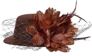 Fumwase Flower Mini Top Hat Hair Clip Small Tea Party Hats Fancy Hats with Clip Fascinators Headwear for Women Ladies