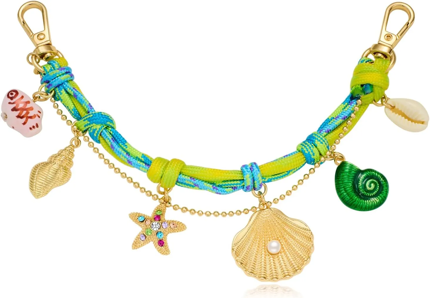 Gold Keychains for Women Cute Shell Starfish Conch Bag Charms Keyrings Summer Beach Ocean Keychain Accessories
