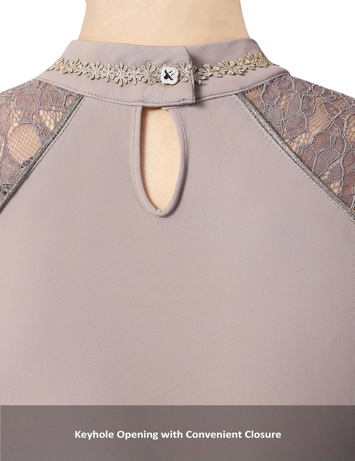 Harrison Howard Women's Slim Fit Show Shirt with Lace Sleeves and Iconic Bit Breathable Comfortable Rider Top