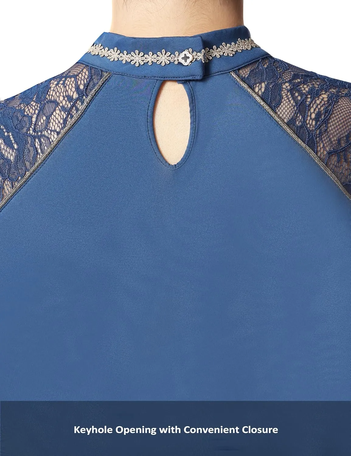 Harrison Howard Women's Slim Fit Show Shirt with Lace Sleeves and Iconic Bit Breathable Comfortable Rider Top