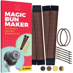 Hawwwy 2-Piece Hair Bun Maker  Bonus Hair Ties and Bobby Pins, Easy Fast Snap Roll