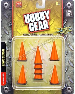Hobby Gear Orange Traffic Cones, 1:24 Scale Diorama Accessories, 8-Pack